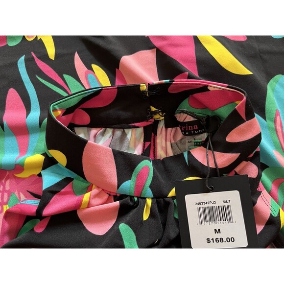 Trina Turk womens Short Halter Mini Dress sz Medium Hana Hou Floral Jersey $168 - Picture 7 of 9